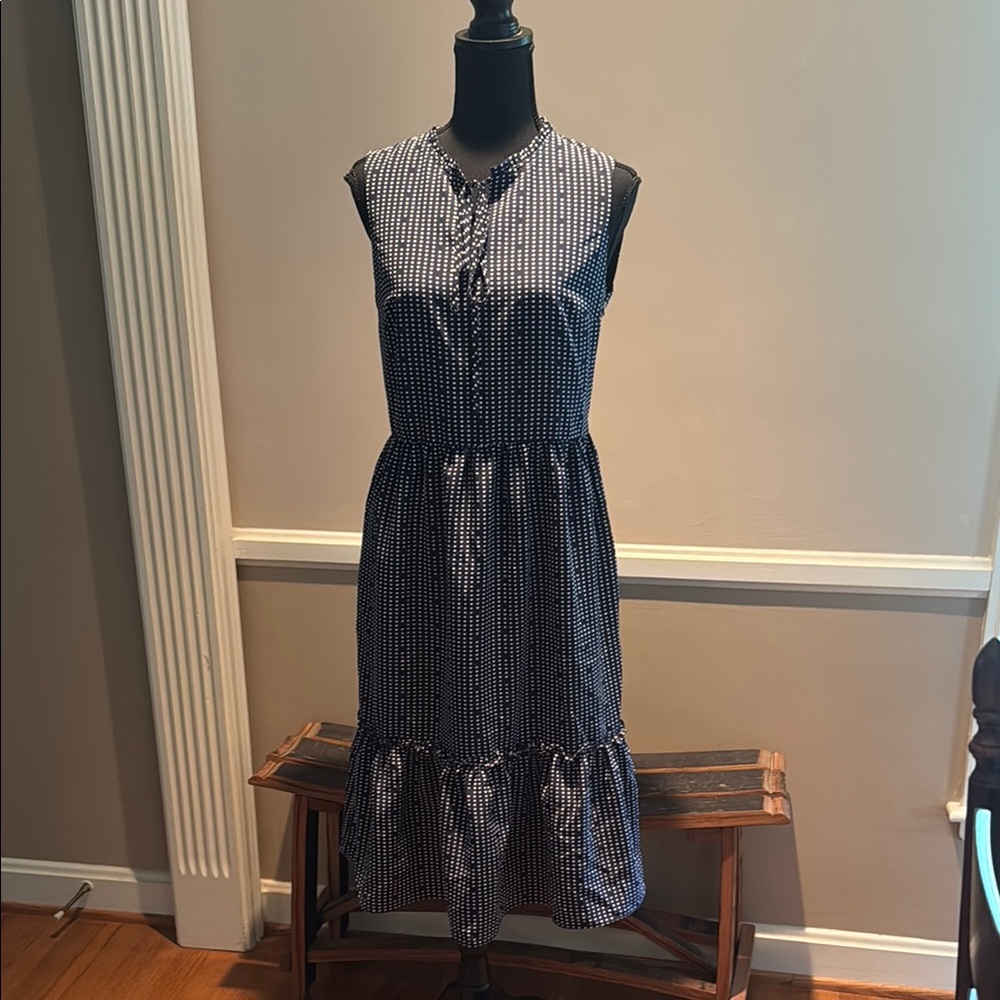 Draper James Navy and White Midi Dress